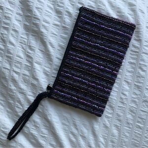 Cute purple beaded hand bag